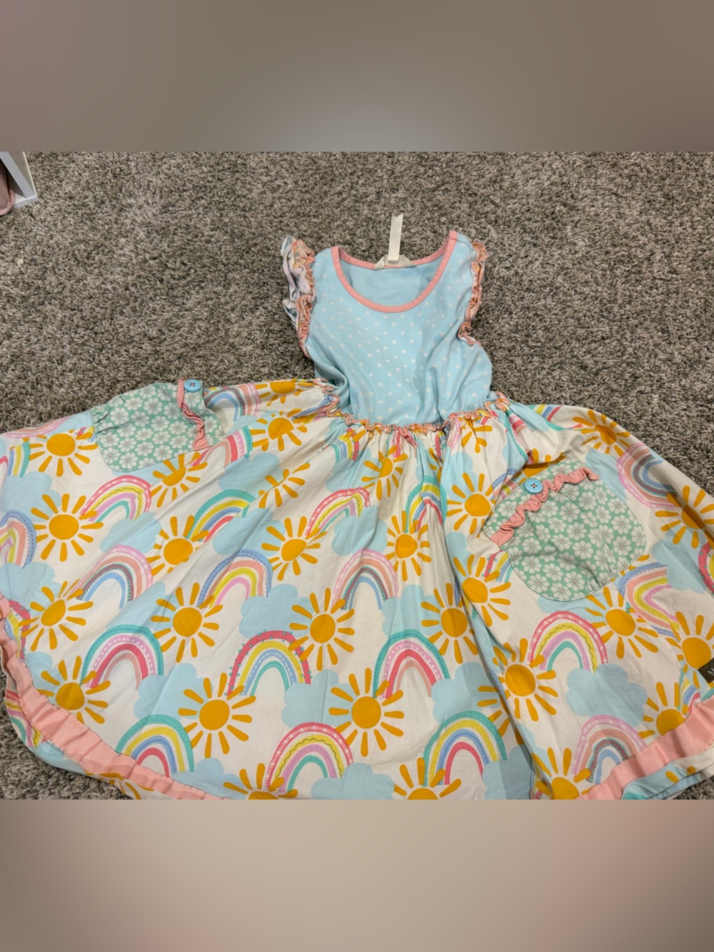 Matilda Jane Pastel Rainbow & Sunshine Twirl Dress - Matching Bow